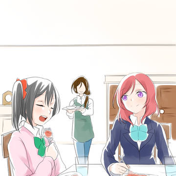 にこまき小説挿絵（食事中）