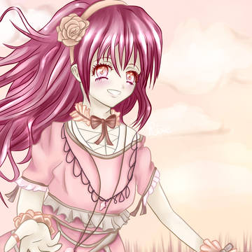 Girl running on a Meadow