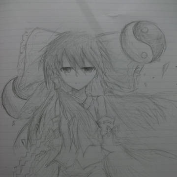 シャーペン絵　霊夢さん初描き