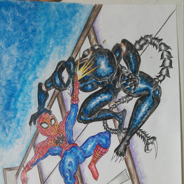 スパイダーマンとヴェノムの格闘シーン