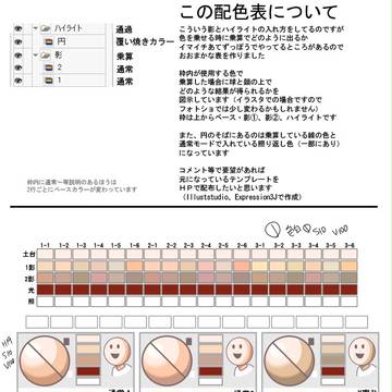 肌乗算影サンプル配色表