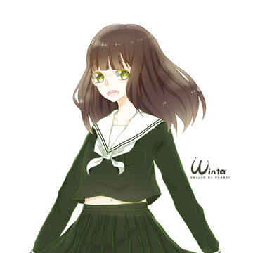 元芥深绿身白领绿二本///