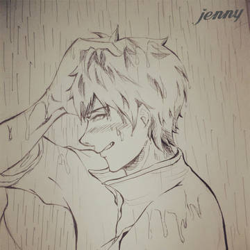 淋雨的男子