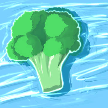 水に浮かぶブロッコリー