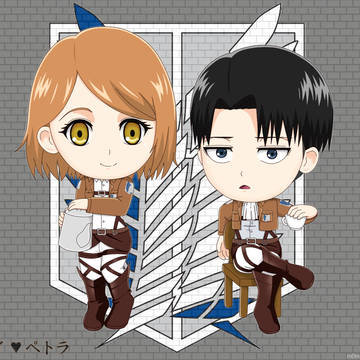 Chibi Petra and Levi
