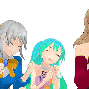 【MMD】三人娘+1でらっきょうバリバリしてみた