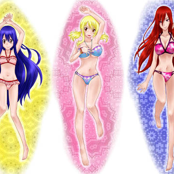 FT201-203アニメED後の3人の水着（？）を想像してみた