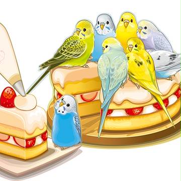 セキセイさんとケーキ