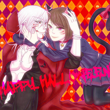 染やんと鶴様でハロウィーン