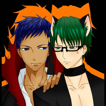 【コウモリ】青緑でハロウィン【ネコ】