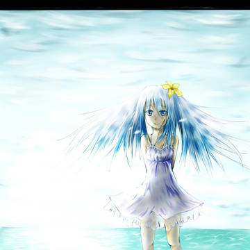 蒼い世界に立つ少女。