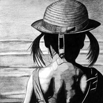 水平線を見つめる少女