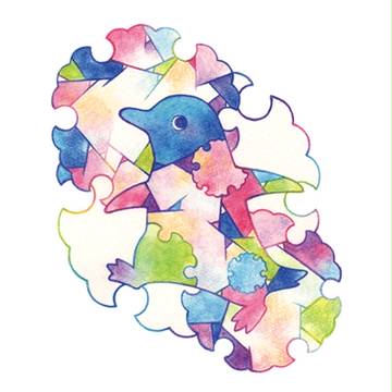 雪輪と氷裂文にペンギン