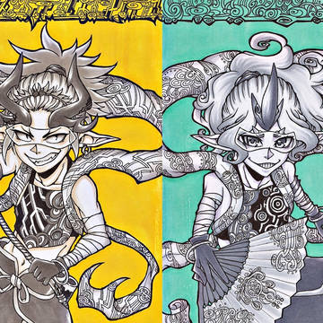 色紙風神・雷神