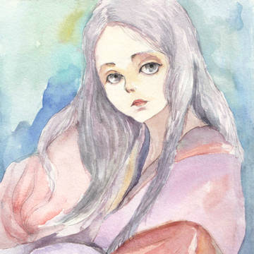 少女 水彩