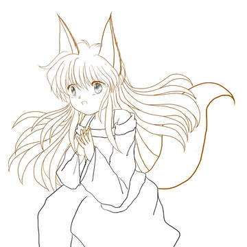 きつねっ娘線画