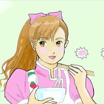 うどんを食べるまいんちゃん