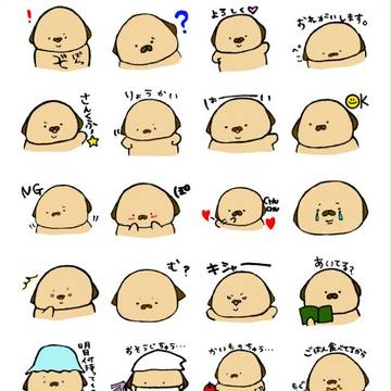 見本　しもぶくれわんこさんスタンプ