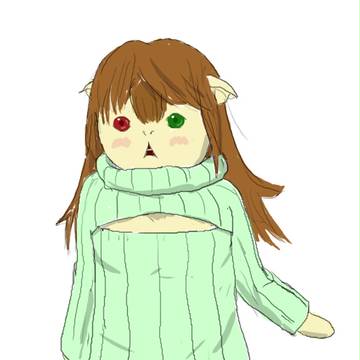 実装石と胸開きタートルネック