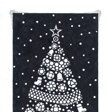 クリスマスツリーと雪