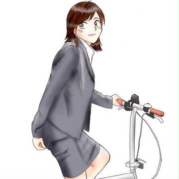 自転車に乗って。