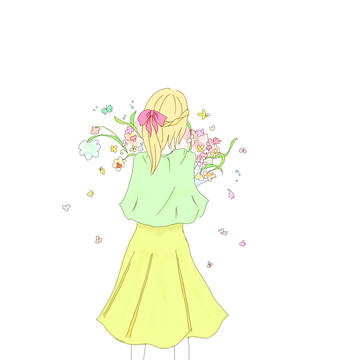 女の子と花束