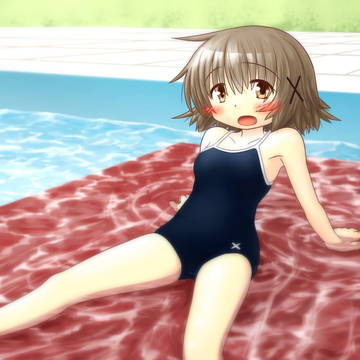 夏のプールで