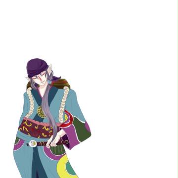 立花仙蔵が薬売りさんの衣装を着てみたようです。
