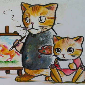 絵を描く父娘