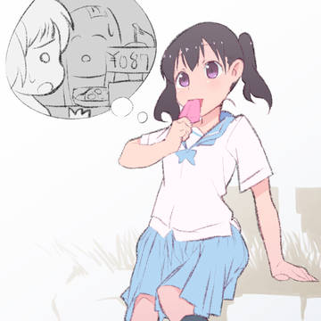 アイスを食べながら物思いに耽るひなた