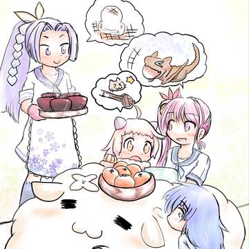 こたつでみかんな年賀状の絵