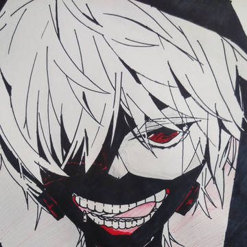 【模写】【黑白绘】白发面具金木小天使~