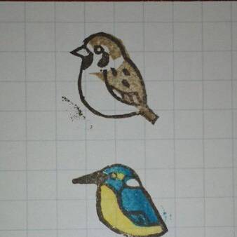 スズメとカワセミ