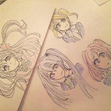 ラブライブ、ツインテール、落書き