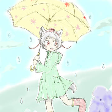 雨の日のチビ椛