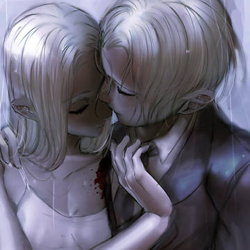 雨の中