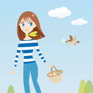 A girl and hedgehogs.