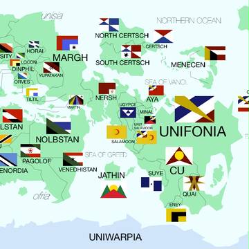 架空の世界地図 国旗付きver