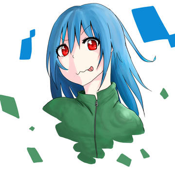 青髪赤目系女子