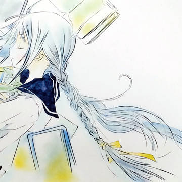 切り絵 文学少女
