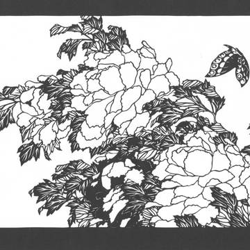 【切り絵】牡丹に蝶