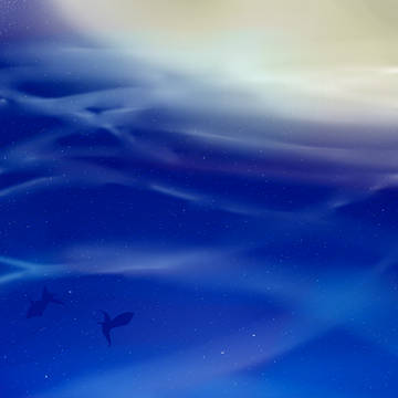 水の中の夜空と星と月と
