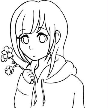 桜を持った女の子