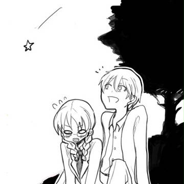 星空を見上げる