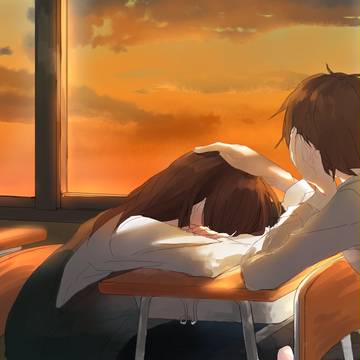 教室と夕焼け
