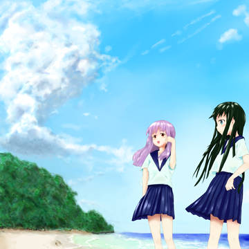二人と海