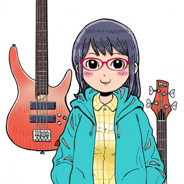 ベースの前に立つ女の娘