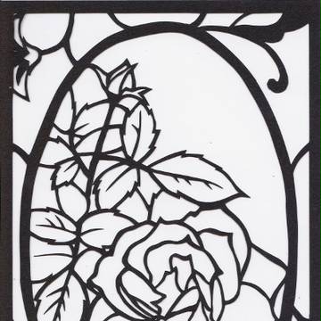 切り絵　バラ　【白黒】