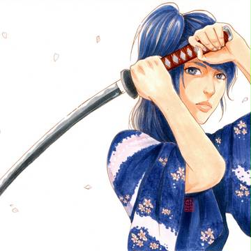 刀の着物の女の子