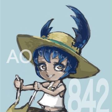 凧をいじるアオ君
